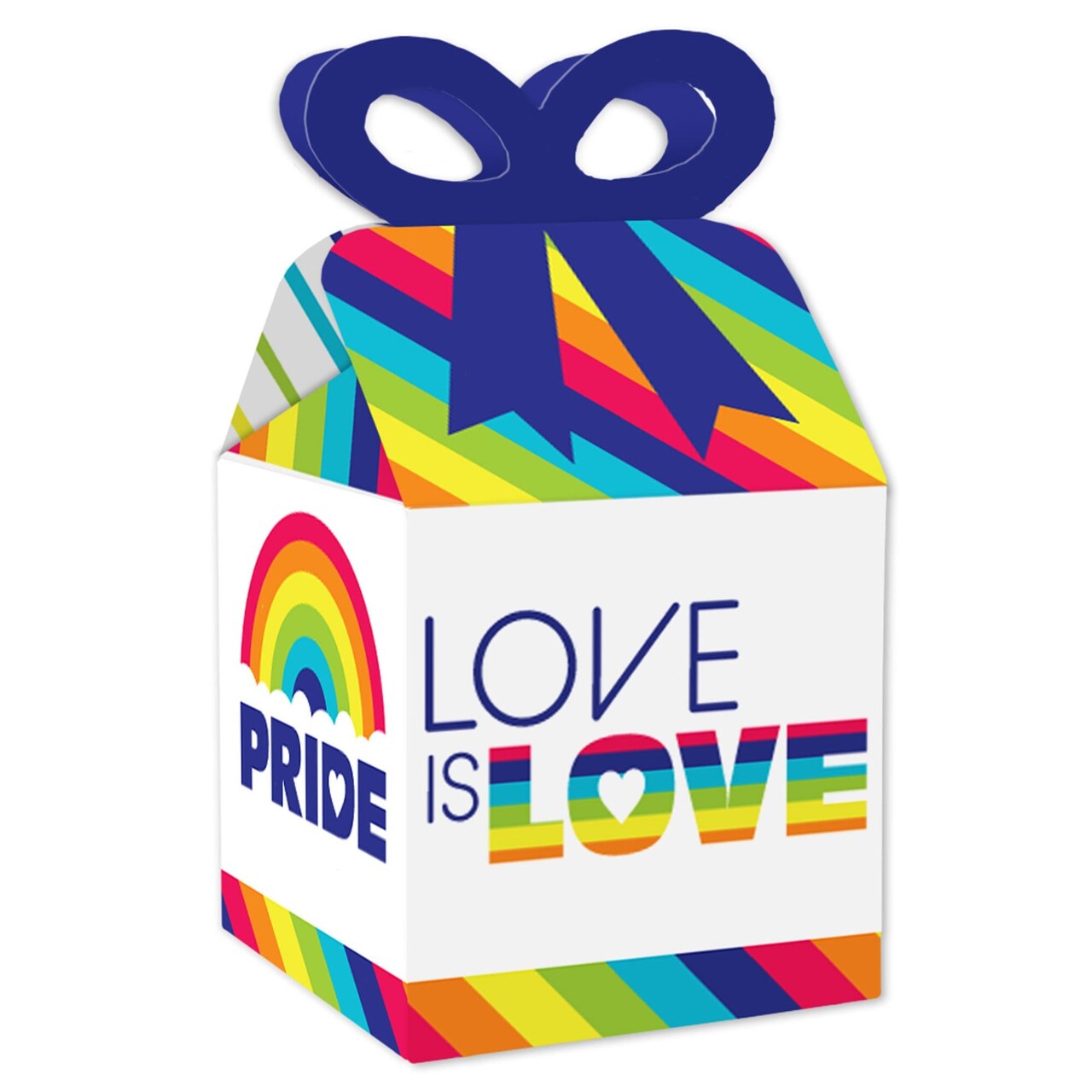 Big Dot of Happiness Love is Love - Pride - Square Favor Gift Boxes - Rainbow Party Bow Boxes - Set of 12